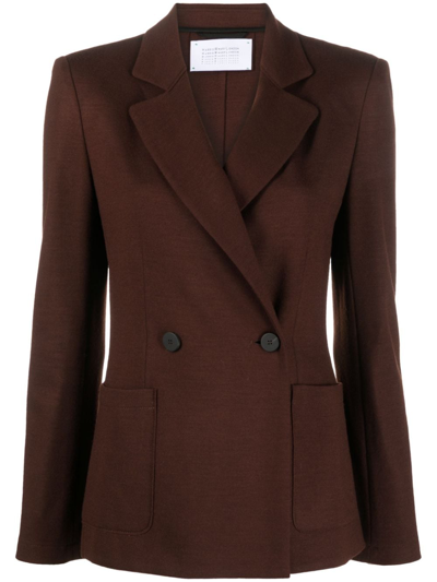 Harris Wharf London Double-breasted Wool Blazer In Brown