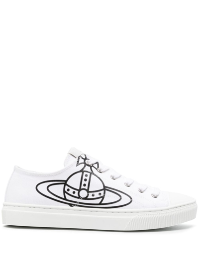 VIVIENNE WESTWOOD ORB-PRINT CANVAS SNEAKERS