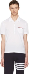 Thom Browne Heather Polo Shirt With Striped Pocket In White