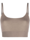 WILD CASHMERE CARMEN RIBBED-KNIT CROP TOP