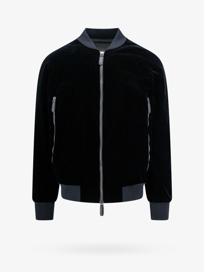 Giorgio Armani Zip-up Cashmere Bomber Jacket In Black