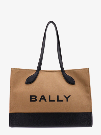 Bally Logo Printed Tote Bag In Brown
