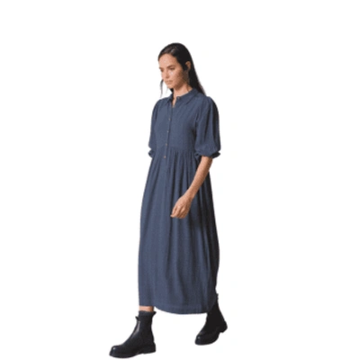 Indi And Cold Maxi Shirt Dress In Night Blue From