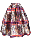 Alessandro Enriquez Horse Print Long Flared Skirt In Multicolour