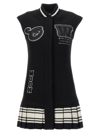 Off-white Meteor Bling Varsity Striped Embroidered Wool-blend Mini Dress In White/black