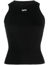 Off-white Off Stamp Rib Round Tank Top In Black White