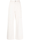 P.a.r.o.s.h Multiple-pockets High-waisted Trousers In Panna