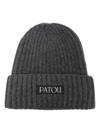 Patou Logo-patch Ribbed Beanie In Grephite
