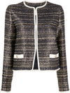 Valentino Tweed Party Long-sleeve Jacket In Blue