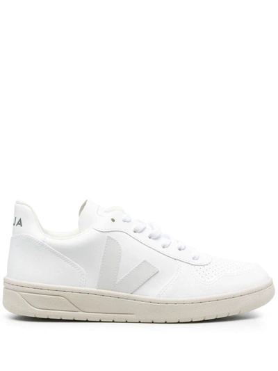 Veja Leather V-10 Sneakers In White