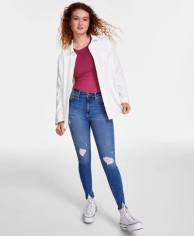 Celebrity Pink Ultra Flirt Juniors Corduroy Shacket Crave Fame Bodysuit  Skinny Jeans In Crash Course