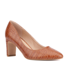 Fashion To Figure Hope Croc Embossed Faux Leather Pump In Cognac Croc