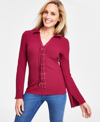 INC INTERNATIONAL CONCEPTS WOMEN'S RIBBED LACE-UP TOP, CREATED FOR MACY'S