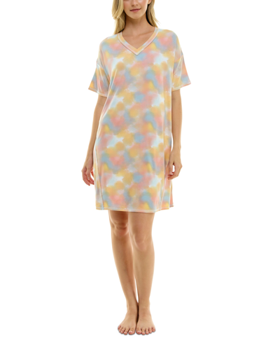 Roudelain Women's Printed Short-sleeve Sleepshirt In Cece Dye Effect