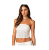 Edikted Lemon Eyelet Lace-up Corset Crop Tube Top In White