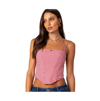 Edikted Women's Pippa Gingham Lace Up Corset Top In Red