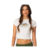 Edikted Equestrian Stretch Cotton Graphic T-shirt In White