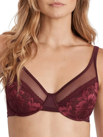 Bali One Smooth U Lace Minimizer Bra In Nightfire Red