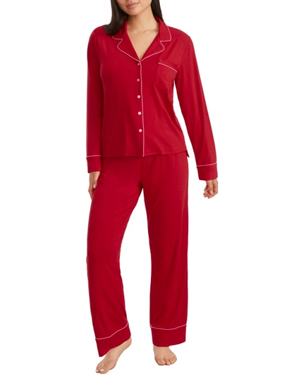 Bare Cool Jade Piped Pajama Set In Goji Berry