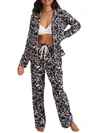 Bare Cool Jade Piped Pajama Set In Tossed Fronds
