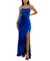 Emerald Sundae Juniors Womens Pleated Split Hem Evening Dress In Royal