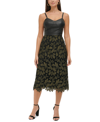 GUESS WOMEN'S FAUX-LEATHER LACE FIT & FLARE DRESS