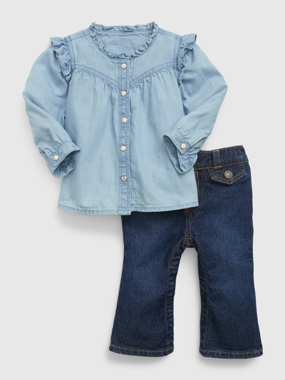 Gap Baby Western Denim Outfit Set With Washwell In Medium Wash Blue