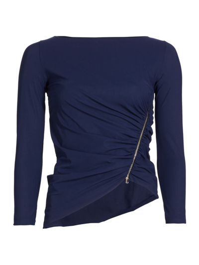 Chiara Boni La Petite Robe Women's Loreto Long-sleeve Zip Top In Blue Notte