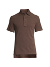 Isaia Men's Slim-fit Cotton Piqué Polo In Brown