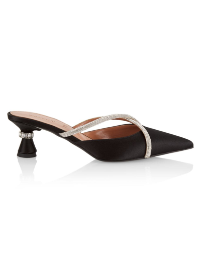 D’accori Women's Ella 50mm Embellished Satin Mules In Black