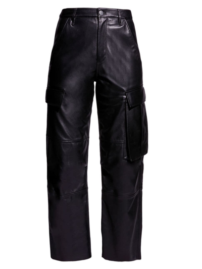 As By Df Cole Upcycled Leather Cargo Trousers In Black