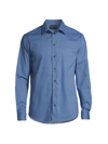 Emporio Armani Men's Geo Box Print Stretchy Sport Shirt In Blue
