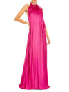 Mac Duggal Women's Pleated Trapeze Halterneck Gown In Pink
