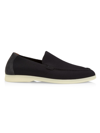Loro Piana Summer Walk Suede Loafers In Black