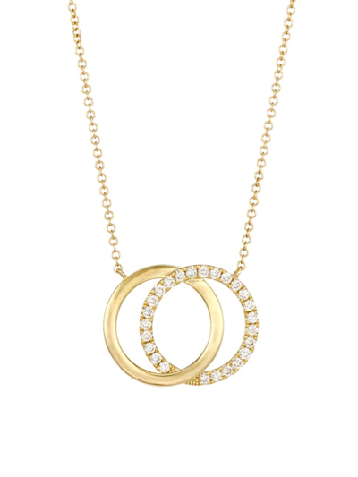 Saks Fifth Avenue Women's 14k Yellow Gold & Diamond Double-hoop Pendant Necklace