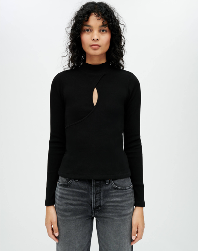 Re/done Keyhole Mock Neck Top