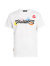 Dsquared2 Pac-man Logo Printed Cotton T-shirt In White