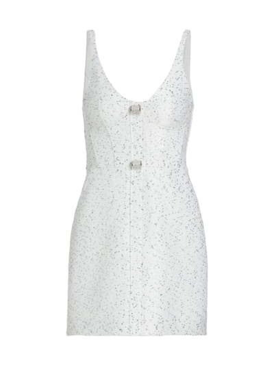 David Koma Women's Sequin-embroidered Bouclé-knit Minidress In White