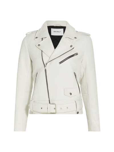 Ena Pelly Women's Whitney Leather Biker Jacket In Vintage White