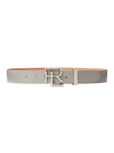 Ralph Lauren Women's Monogram Buckle Leather Belt In Classic Light Grey