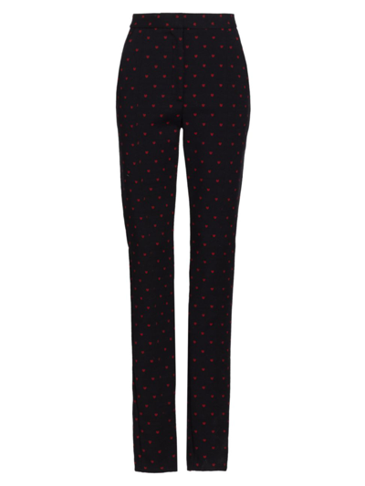 Lela Rose Women's Heart-print Cigarette Pants In Red Black