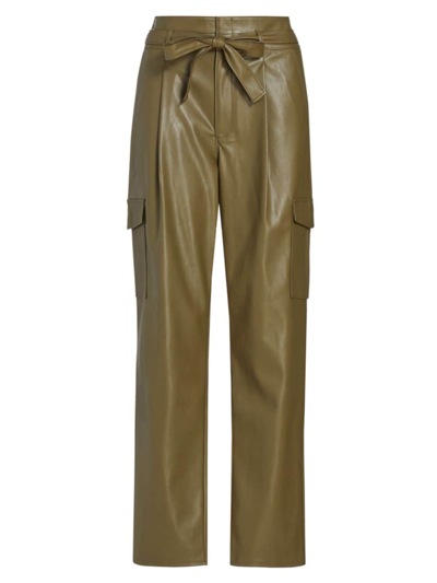 Paige Tesse Womens Faux Leather Ankle Length Cropped Trousers In Green