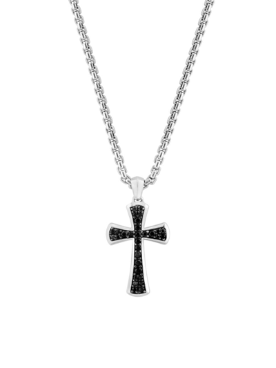 Saks Fifth Avenue Men's Collection Sterling Silver & Black Sapphire Cross Pendant Necklace