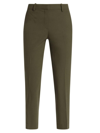 Theory Treeca Good Linen Cropped Pull-on Ankle Pants In Olive Green