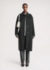 Totême Toteme Relaxed Fit Longline Double Face Wool Car Coat In Charcoal Melange