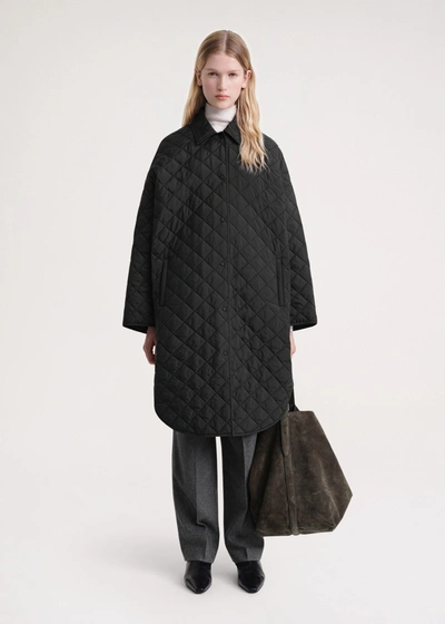 Totême Quilted Cocoon Coat Black