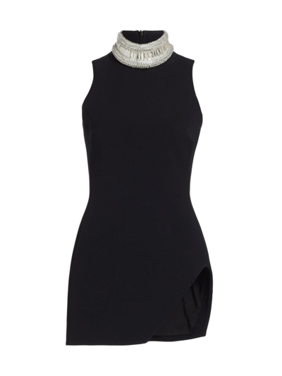 David Koma Crystal-embellished Crepe Mini Dress In Black Silver