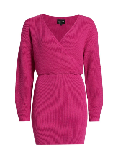 Line & Dot Women's Fawna Rib-knit Mini Sweaterdress In Magenta