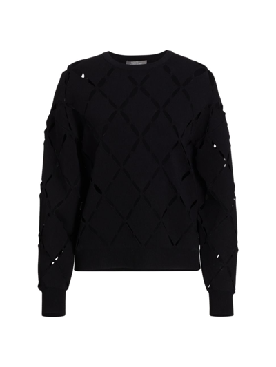 Lela Rose Slash Cutout Long-sleeve Sweater In Black