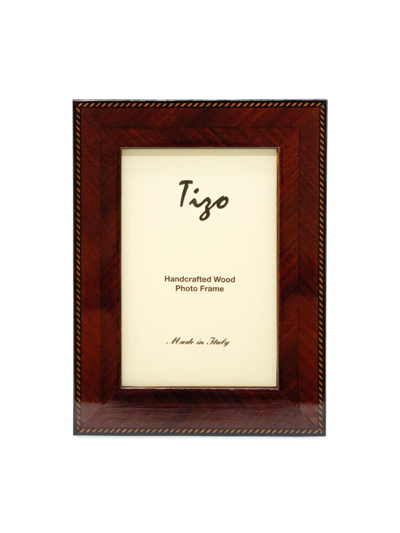 Tizo Inlaid Wood Braid Border Frame In Brown